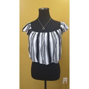 Forever 21 Cropped Off-Shoulder Striped Blouse S Y2K